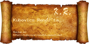 Kubovics Renáta névjegykártya
